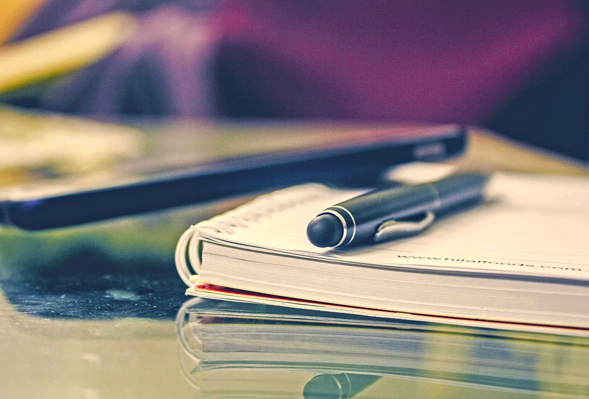 pen on notebook